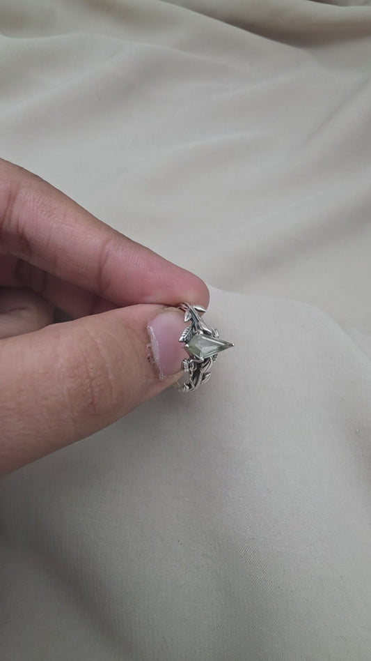 925 SOLID STERLING SILVER NATURAL GREEN AMETHYST GEMSTONE HANDMADE RING, BRIDAL RING ALL SIZES AVAILABLE