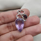 925 SOLID STERLING SILVER NATURAL AMETHYST AND GARNET GEMSTONE HANDMADE PENDANT