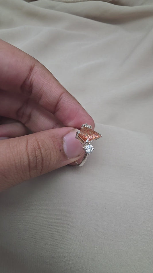 925 SOLID STERLING SILVER NATURAL SUNSTONE GEMSTONE HANDMADE RING, CRYSTAL WEDDING RING ALL SIZES AVAILABLE