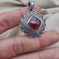 925 SOLID STERLING SILVER NATURAL GARNET GEMSTONE HANDMADE PENDANT