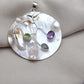 925 SOLID STERLING SILVER NATURAL PEARL WITH MULTI GEMSTONES HANDMADE PENDANT