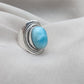 925 SOLID STERLING SILVER NATURAL LARIMAR GEMSTONE HANDMADE RING , ALL SIZES AVAILABLE