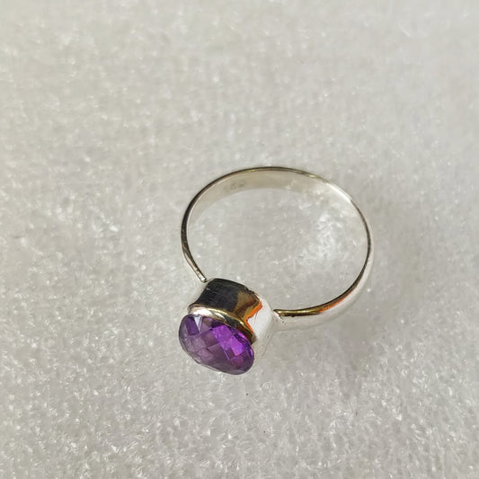 925 SOLID STERLING SILVER NATURAL PURPLE AMETHYST GEMSTONES HANDMADE RING, ALL SIZES AVAILABLE